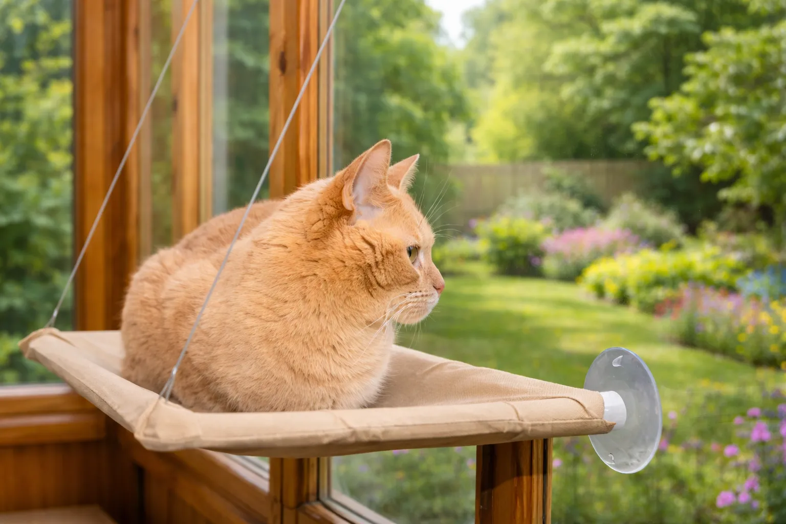 Gato senior en una escena doméstica tranquila como apoyo visual para hogar adaptado